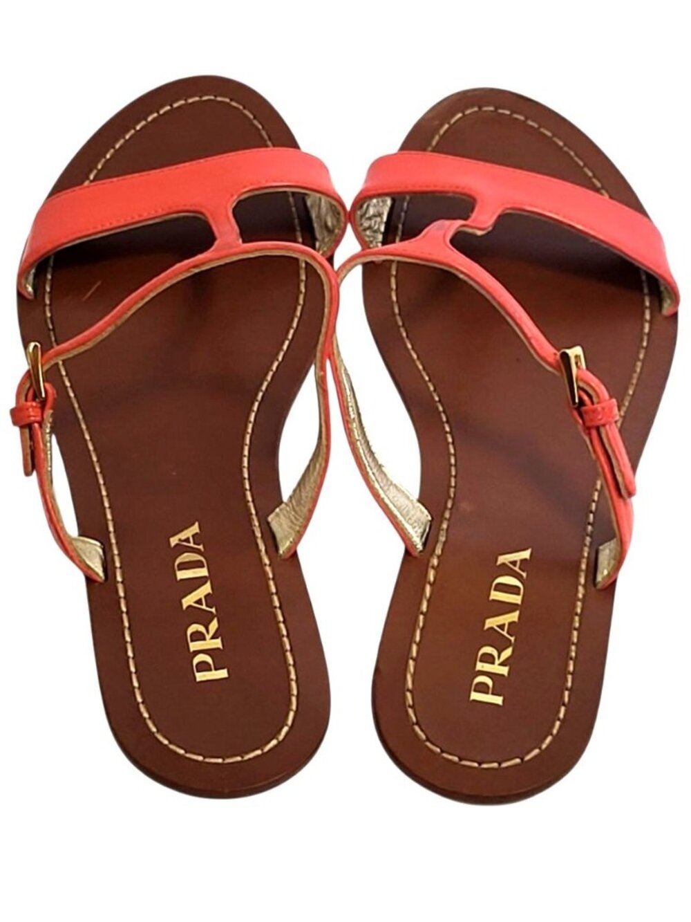 Prada T-Strap Sandal Coral Pink Patent Leather Flats COA - Picture 8 of 16